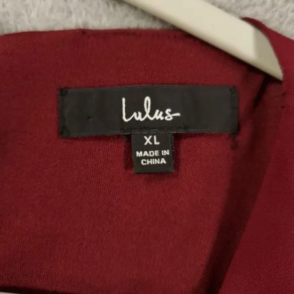 Lulus Romper Womens XL Burgundy Snap Front Sheer Lined Elastic Waist Sleeve - Picture 12 of 15